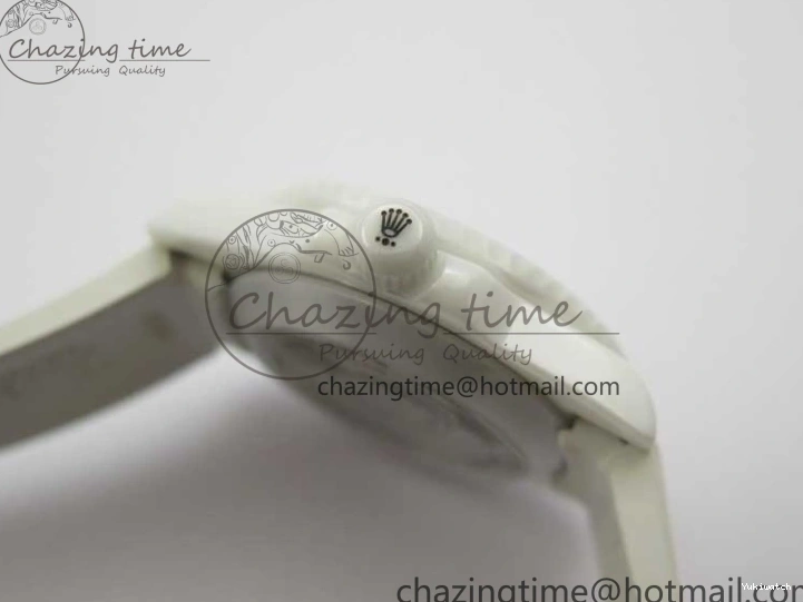 40mm 5GF Best Green Dial White Edition Submariner Strap White Ceramic Rubber SA3135 on 0209